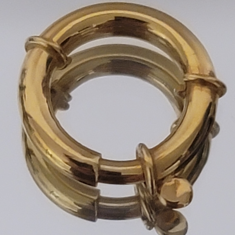 21K gold. 
Polished Gold Spring Ring Connector for Necklaces - Picture 2 of 9